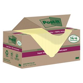 Cf. 14+4pz blocco 70fg Post-it®SuperSticky Green 76x76mm 654R-SSCY14+4 giallo