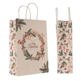 Blister 25 shopper in carta 26x11x37cm natale ghirlanda verde Mainetti Bags