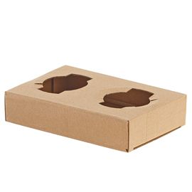 Conf 50 Portabicchieri asporto da 2 posti 17x11x3,5cm carta kraft avana Leone