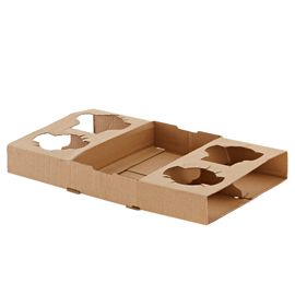 Conf 50 Portabicchieri asporto da 4 posti 29x17,5x3,5cm carta kraft avana Leone