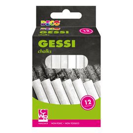 Scatola 12 gessetti tondi 10x81mm bianchi Deco