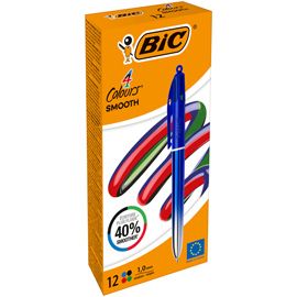 Scatola 12 penna sfera a scatto 4 Colori Smooth fusto blu 1.0mm BIC®
