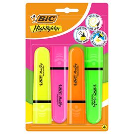 Astuccio 4 evidenziatori Flat colori assortiti fluo BIC®