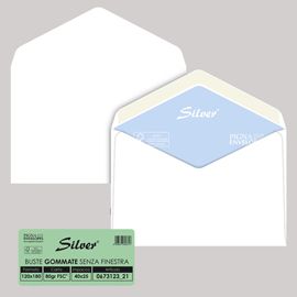 25 buste SILVER MATIC FSC® gommata bianca s/finestra 120x180mm 80gr Pigna Envelo