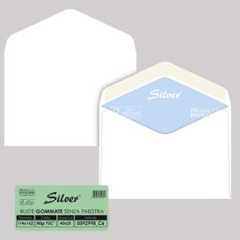 25 buste SILVER MATIC FSC® gommata bianca s/finestra 114x162mm 80gr Pigna Envelo
