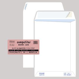 500 buste sacco COMPETITOR FSC® bianca strip adesivo 190x260mm 80gr Pigna Envelo