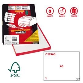 Etichetta adesiva C/599 bianca 100fg A3 420x297mm (1et/fg Markin