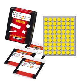 Etichetta adesiva giallo tonda D14mm (10fogli x 63etichette Markin