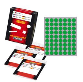 Etichetta adesiva verde tonda D14mm (10fogli x 63etichette Markin