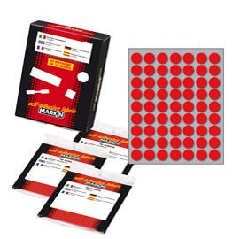Etichetta adesiva rosso tonda D14mm (10fogli x 63etichette Markin