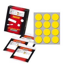 Etichetta adesiva giallo tonda D34mm (10fogli x 12etichette Markin