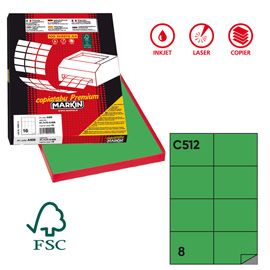 Etichetta adesiva C/512 verde 100fg A4 105x74,25mm (8et/fg Markin