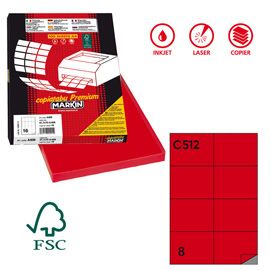 Etichetta adesiva C/512 rosso 100fg A4 105x74,25mm (8et/fg Markin