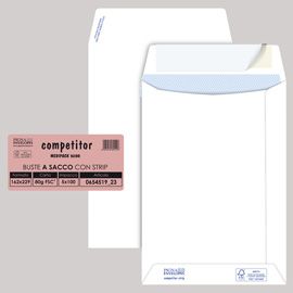 100 buste sacco COMPETITOR FSC® bianca strip adesivo 160x230mm 80gr Pigna Envelo