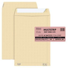500 buste sacco MULTI STRIPavana carta ric.FSC®strip ades. 250x353mm 100gr Pigna