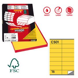 Etichetta adesiva C/501 giallo 100fg A4 105x36mm (16et/fg Markin