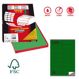 Etichetta adesiva C/501 verde 100fg A4 105x36mm (16et/fg Markin