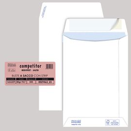 500 buste sacco COMPETITOR FSC® bianca strip adesivo 160x230mm 80gr Pigna Envelo