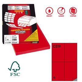 Etichetta adesiva C/519 rosso 100fg A4 105x148,5mm (4et/fg Markin