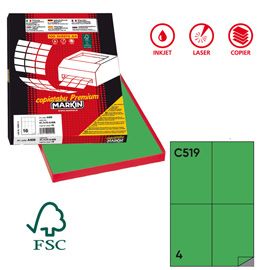 Etichetta adesiva C/519 verde 100fg A4 105x148,5mm (4et/fg Markin