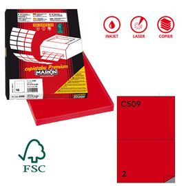 Etichetta adesiva C/509 rosso 100fg A4 210x148,5mm (2et/fg Markin