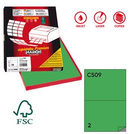 Etichetta adesiva C/509 verde 100fg A4 210x148,5mm (2et/fg Markin