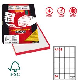 Etichetta adesiva A/408 bianca 100fg A4 47,5X46,5mm (24eti/fg Markin
