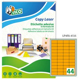 Etichetta adesiva LP4F arancio fluo 70fg A4 47,5x25,5mm (44et/fg Tico