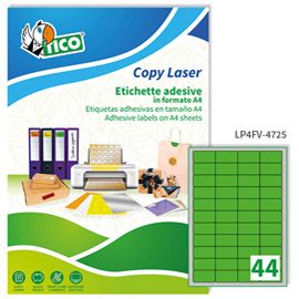 Etichetta adesiva LP4F verde fluo 70fg A4 47,5x25,5mm (44et/fg Tico