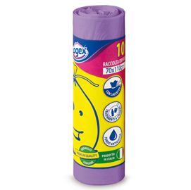 10 SACCHI IMMONDIZIA 70X110CM 120LT HD 16mic VIOLA LOGEX