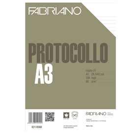 Protocollo 1rigo 200fg 60gr f.to A3 chiuso (21x29,7cm Fabriano