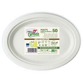 50 PIATTI OVALI MIDI 19x25,4cm BIODEGRADABILI Dopla Green