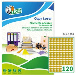 Etichetta adesiva GL4 ovale oro satinata 100fg A4 22x16mm (120et/fg Tico