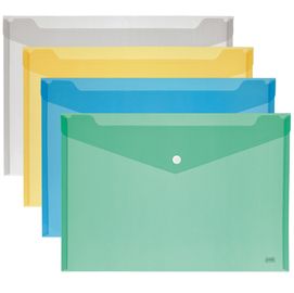 BUSTA CON BOTTONE 15,5x11,5cm -ORIZZ. COLORI ASSORTITI LEBEZ