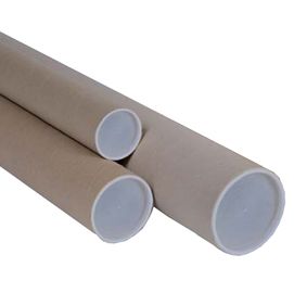 TUBO IN CARTONE AVANA doppio tappo trasparente 70cm D6cm