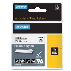 NASTRO NYLON FLESSIBILE 24mm x 3.5mt nero su bianco 1734524 RHINO