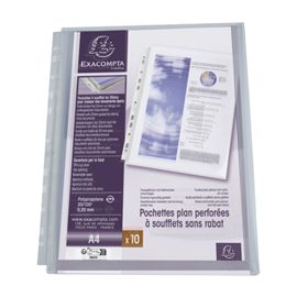 10 Buste forate c/soffietto in PPL liscio A4 5507E Exacompta