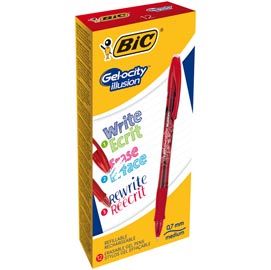 Scatola 12 penna sfera gel cancellabile GELOCITY ILLUSION 0,7mm rosso BIC (Delis