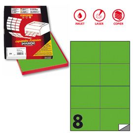 Etichetta adesiva C/512 verde fluo 100fg A4 105x74,25mm (8et/fg Markin