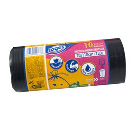 10 sacchi immondizia 43mic 70X110 120Lt nero Logex