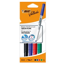 Astuccio 4 pennarelli VELLEDA 1741 punta tonda whiteboard colori assortiti BIC®