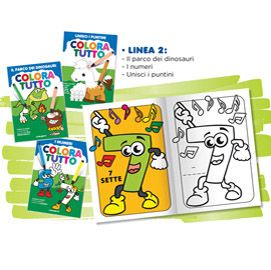 Album da colorare 24 facciate tema Dinosauri e numeri Blasetti