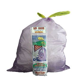 15 Sacchi viola 55x65cm 44Lt 18mic con maniglie Rolsac