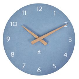 Orologio da parete D30cm blu chiaro/legno HorMilena Alba