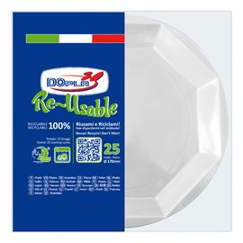 25 Piatti da frutta D170mm in PS Reuse bianco Dopla