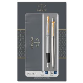 Gift Set DUO Jotter stainless steel GT sfera+ stilografica M Parker