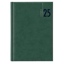 Agenda giornaliera 2027 dim.17x24cm cop. in carta imbottita verde
