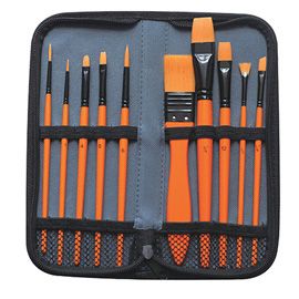 Astuccio 10 pennelli in sintetico assortiti per acrilico DOM