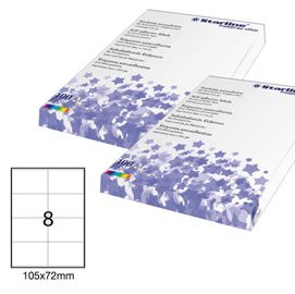 Etichetta adesiva bianca 100fg A4 105x72mm (8et/fg STARLINE