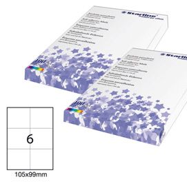 Etichetta adesiva bianca 100fg A4 105x99mm (6et/fg STARLINE
